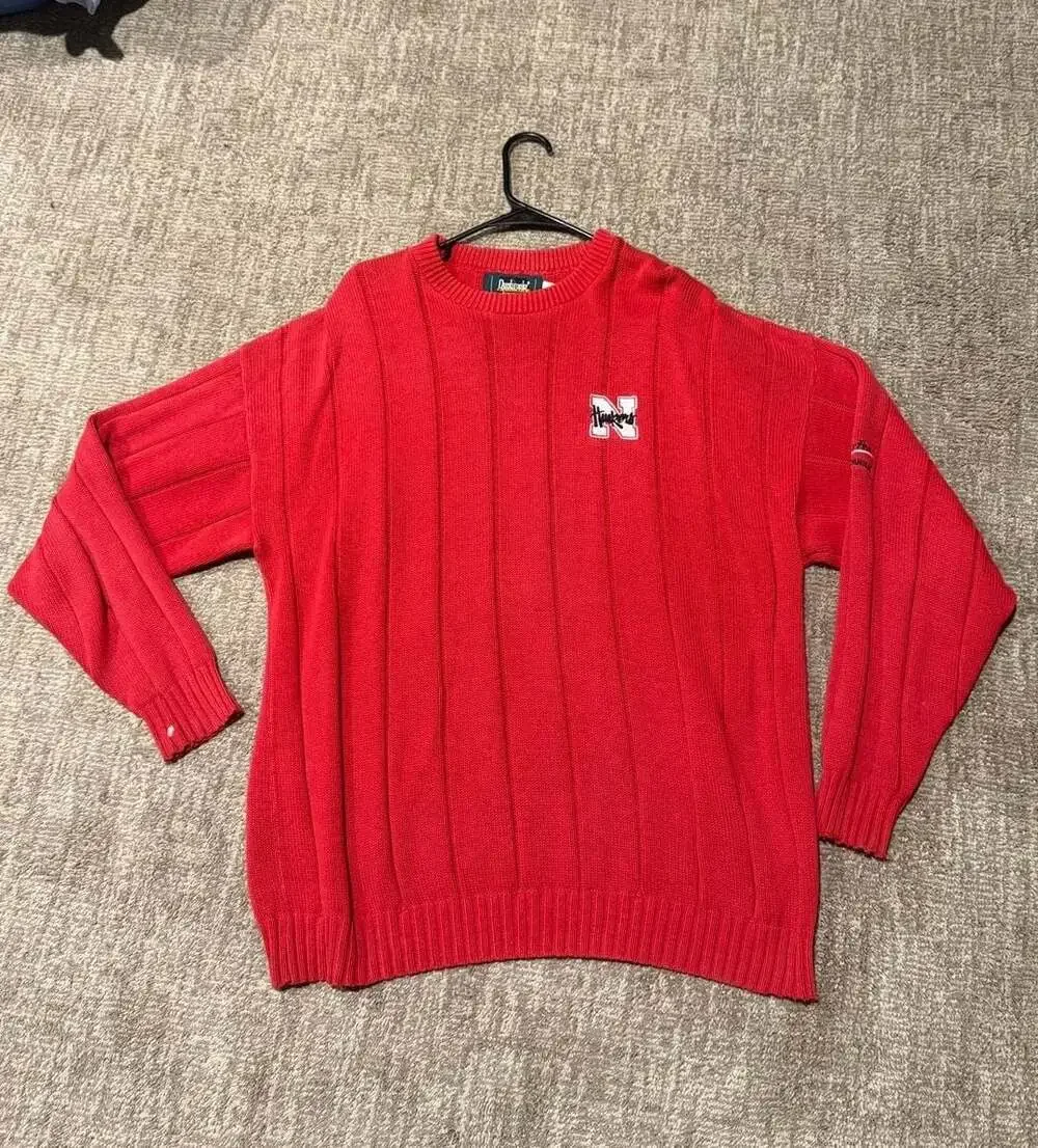 Dunbrooke Nebraska Cornhuskers Red Ribbed Knit Crew Neck Sweater XL